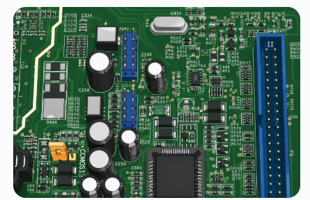 Surface-mount devices assembled on a modern high-density PCB circuit board